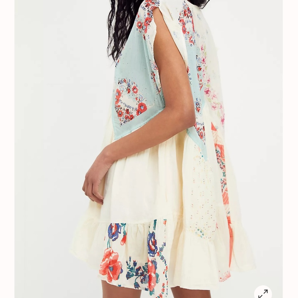Free People Mended with Scarves Pieced Mixed Printed Colorful Mini Dress - Picture 3 of 9